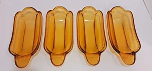 Indiana Glass Banana Split Boats Dessert Dish, Amber  Set Of 4 Vintage Ice Cream - Picture 1 of 10