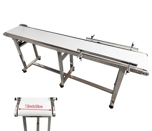 Electric PU Belt Conveyor Machine Two Guardrails 110V 82.7"L×7.8"W Speed Adjust - Picture 1 of 24