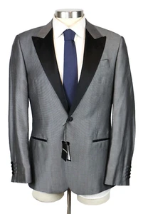 $1695 Emporio Armani giacca da sera 44 R argento lana lyocell linea G smoking nuovo con etichetta - Foto 1 di 13