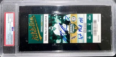 MAX MUNCY DODGERS SIGNED 1ST MLB HR 05/17/2015 A'S TICKET STUB PSA 85098555 - Image 1 of 4