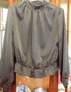 Quiz: Ladies Long Sleeved Black Blouse with white spots - Size 12 - NWOT - Picture 1 of 1
