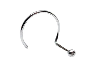 Nose Stud 1.5mm Ball Sterling Silver 22g (0.6mm) Nose Curl Nose Screw Piercing - Picture 1 of 24