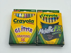Crayones Crayola Vintage 2 Cajas Brillo y Metálico FX 2000s RARO NUEVO EN CAJA - Imagen 1 de 6