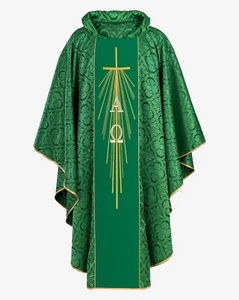 Priest Pastor Chasuble Vestment Embroidered ALPHA & OMEGA Design - Picture 1 of 3