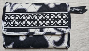 Vera Bradley Night And Day Quilted Trifold Euro Wallet Black And White - Picture 1 of 9