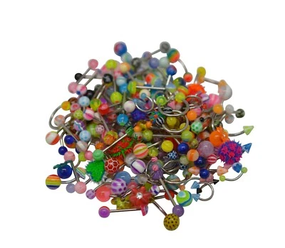 200 PCS MegaPack Piercing Barbells Acrylic & Surgical Steel 14g & 16g Randomly - Image 1 of 2