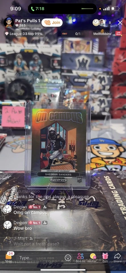 2025 Shedeur Sanders Prizm Draft Picks On Campus RC Case Hit SSP - Imagem 1 de 1