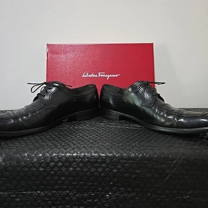 Salvatore Ferragamo Men's Black Leather Lace up Dress Shoes 10 D Used - Picture 1 of 9