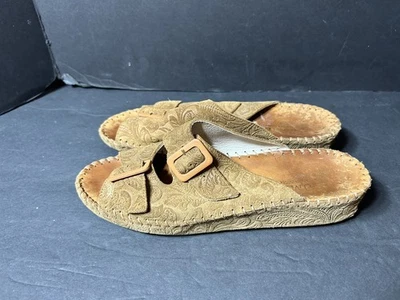 La Plume Shoes Womens Size 39 Brown Leather Slides Made in Italy Comfort Sandals - Image 1 of 4