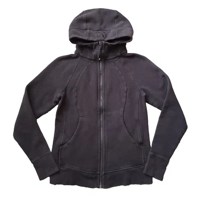 Chaqueta de Buceo Lululemon Para Mujer 6 Negra Sudadera con Capucha Cremallera Completa Bordada Logo Bolsillos Foto 1 de 4