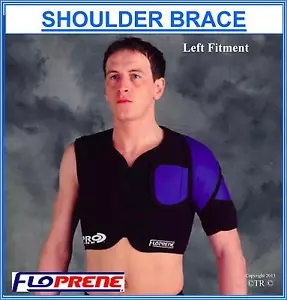 Floprene Single Shoulder Brace Support Black Medical Health Arm Protection Gear - Picture 1 of 11