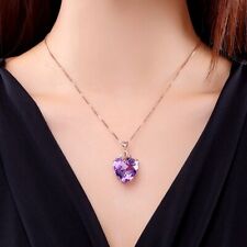 Gilieyer Heart Shaped Amethyst Pendant Necklace,  Luxury Fashion Rose Gold