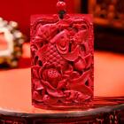 Pendentif lotus cinabre énergie pierre précieuse rouge vintage bijoux chinois mode