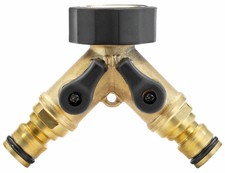 Draper Expert Double Outdoor Garden Tap Connector Brass 3/4' BSP Flow Control