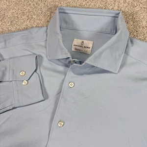 Emanuel Berg Dress Shirt Mens Large Modern Fit Blue Cotton Stretch - Picture 1 of 7