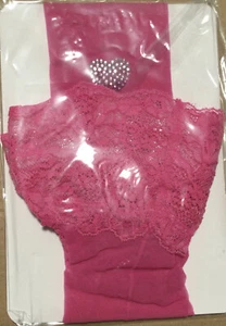 NEW Victorias Secret Hosiery Lace Top Crystal Heart Thigh Highs Large NB58-Large - Picture 1 of 5