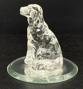 Vintage Clear Crystal Miniature Sitting Golden Retriver Dog Figurine 2" - Picture 1 of 5