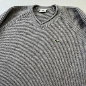 Pull homme Lacoste 7 gris laine alpaga poly câble tricot pull Brésil - Photo 1/10