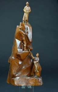 Vintage Fournier Solid Wood Mountaineer Chamonix Folk Art Mountain Sculpture - Picture 1 of 11