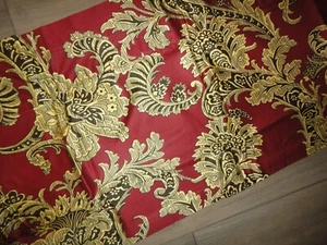 ROSE TREE SAVOY LINED TAILORED VALANCE RED GOLD BLACK 14 X 80 - Picture 1 of 8