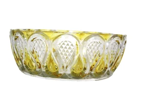 Walther Kristallglass Bowl Pressed Glass Clear and Yellow Heavy Teardrops VTG - Picture 1 of 6