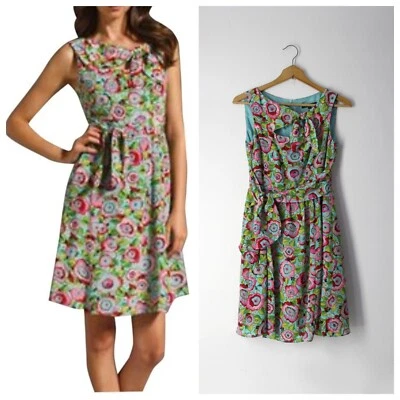 Vestido Nanette Lepore Seda Sol Besado Estampado Floral Azul Hiedra Talla 2 Foto 1 de 4