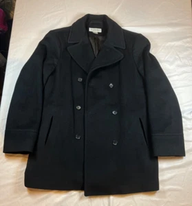 Brooks Brothers cappotto lana pavone doppiopetto MADE IN USA uomo taglia M nero vintage? - Foto 1 di 23