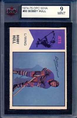 1974-75 OPC WHA HOCKEY #50 BOBBY HULL HOF KSA 9 MINT WINNPEG JETS BLACK HAWKS - Image 1 of 2