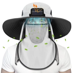 Solar Sun Hat Oversized Fishing Hat with Fan Bucket Hat Removable UV Protecti... - Picture 1 of 5