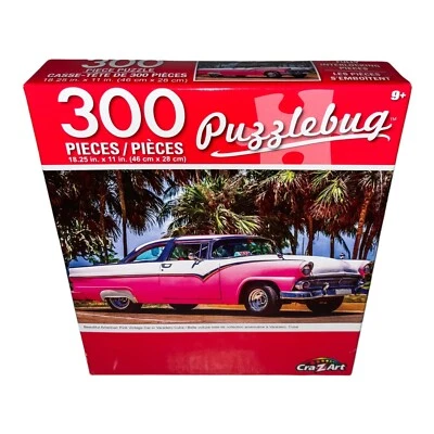 Puzzlebug 18.25" X 11" Puzzle 300 Pcs Beautiful American Pink VTG Car In Cuba - Image 1 of 4