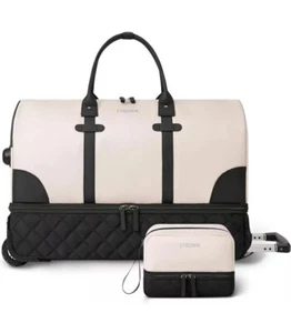 ~NEW~ ETRONIK Rolling Duffle Bag with Wheels, 21 Inch Duffle Bag Beige Luggage - Picture 1 of 9