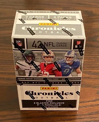 2022 Panini Chronicles Football NFL Trading Cards Blaster Box - 8 Pink Parallels - Image 1 of 4