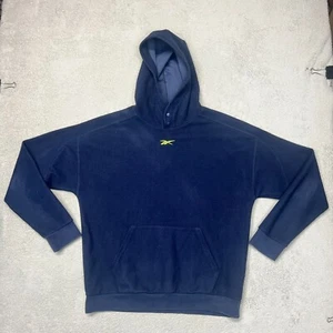 Reebok Activewear Jumper Hoodie Men Medium M Hooded Solid Dark Blue Polyester - Picture 1 of 6