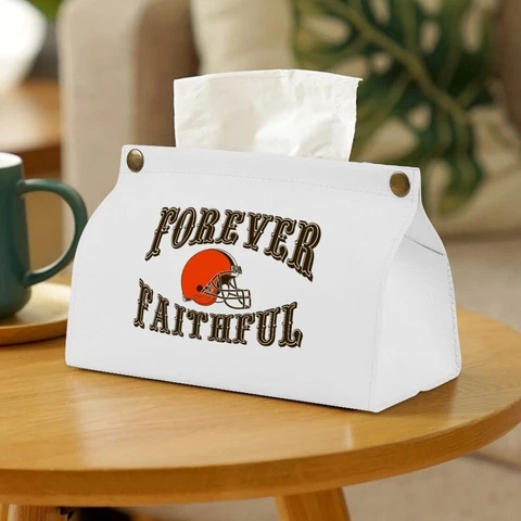 Forever Faithful Cleveland Browns Fan Tissue Bag PU Material Home Decoration Cover