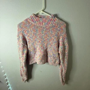 Shein Women’s Rainbow Knit Cropped  Cardigan Sweater Size small - Picture 1 of 8