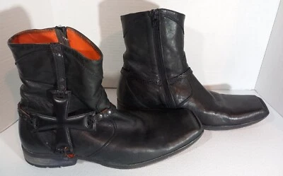 Mark Nason, Corleone Cross, Black Leather Ankle Biker Boots, Men's Size 8 67241 - Image 1 of 4