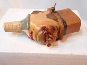 Vintage German Hand Carved Wood W.C. Fields Wine Bottle Stopper/Pourer Overwound - Picture 1 of 6