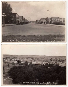 ROUNDUP MONTANA MAIN STREET BIRDSEYE VIEW 2 RPPC POSTCARDS 1920'S - Picture 1 of 4
