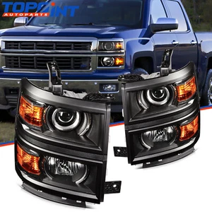 Headlights Assembly For 2014 2015 Chevy Silverado 1500 w/Projector Black Housing - Bild 1 von 7