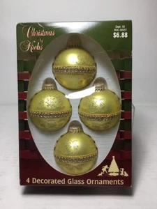 4 Vintage 2-1/2” Christmas by Krebs USA Glass Holiday Ornaments Original Box NOS - Picture 1 of 8