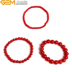 Bangle Natural Round Red Agate Beads Energy Healing Stretchy Bracele 7" Jewelry - Picture 1 of 39
