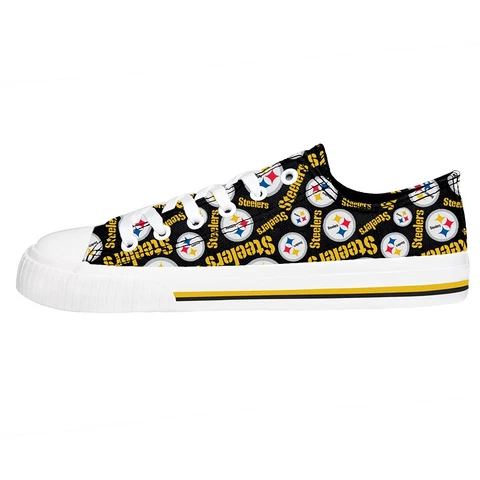Pittsburgh Steelers NFL Women's Low Top Repeat Print Canvas Shoes Cover