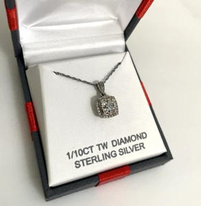 1/10 Ct Tw Diamond Sterling Silver Pendant / Necklace Brand New in Box - Picture 1 of 7