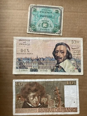 french banknotes. 1944 (Occupied), 1960.F., And 1976A - Image 1 of 4