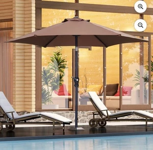 Tan 7.5 ft Patio Umbrella Market Table Umbrella Outdoor w/Push Button Tilt - Picture 1 of 4