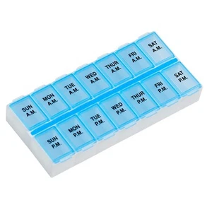 Weekly (7-Day) AM/PM Pill Organizer, Vitamin Case, and Medicine Box, Medium C... - Picture 1 of 6