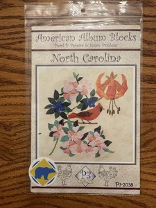 American Album Blocks North Carolina Quilt 15" Block Applique Pattern, Cardinal - Picture 1 of 2