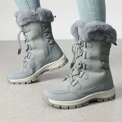 Women Waterproof Mid Calf Snow Boots Warm Fur Lined Winter Outdoor Boots - Image 1 of 4