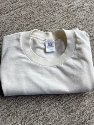 Camisa Stafford de 1980 para hombre grande blanca crema de una sola puntada camiseta de algodón suave Foto 1 de 4