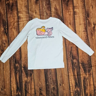NWT VINEYARD VINES Girls Ballerina Whale Long Sleeve Glittered Tee Size Large 14 - Image 1 of 4